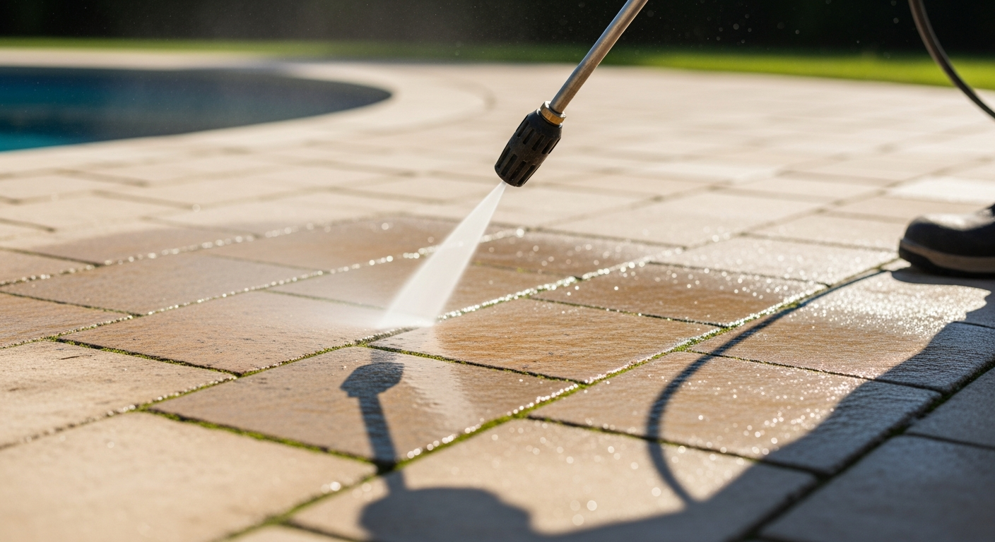 Cleaning Pool Deck Pavers