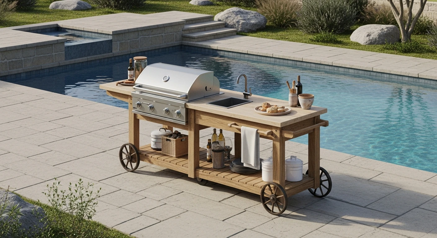 Outdoor Kitchen Island with Wheels