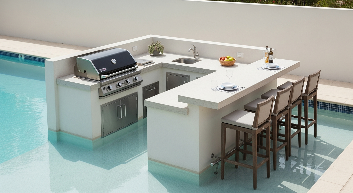 Small Outdoor Kitchen with Bar