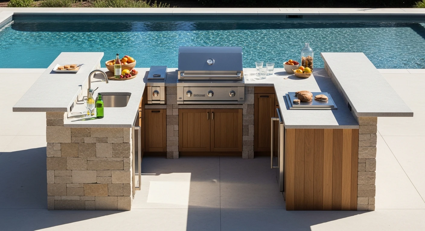 U Shaped Outdoor Kitchen