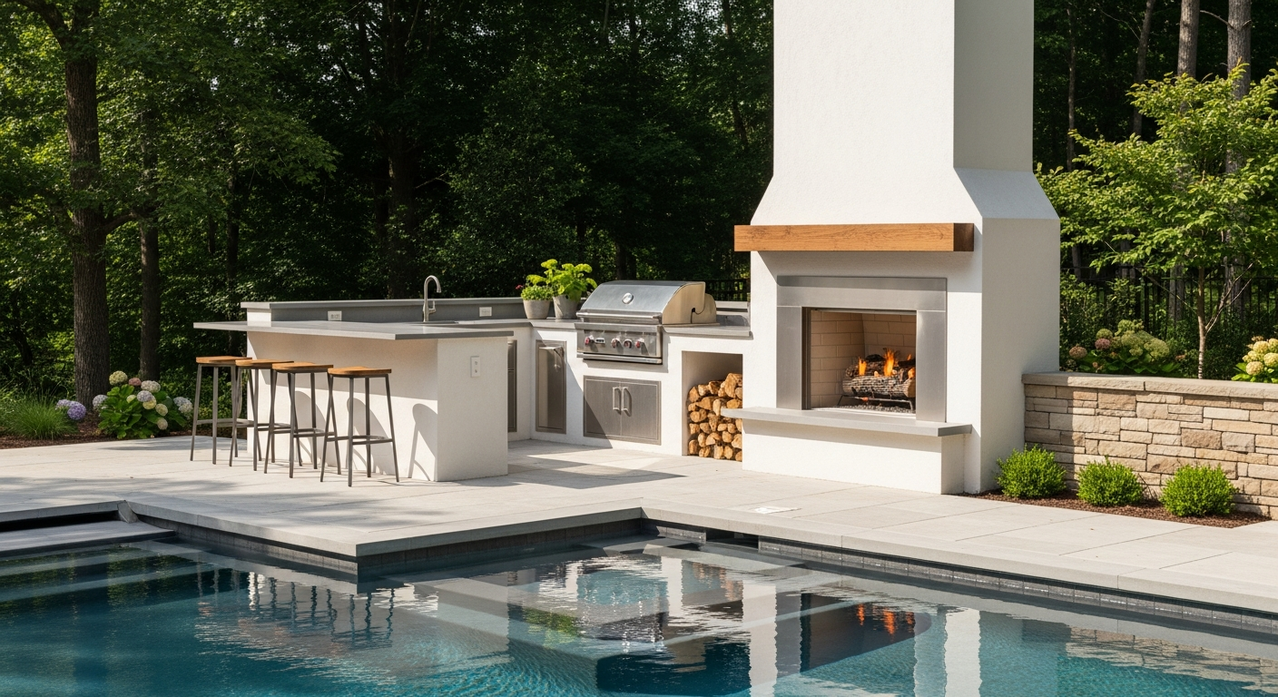Outdoor Kitchen and Fireplace