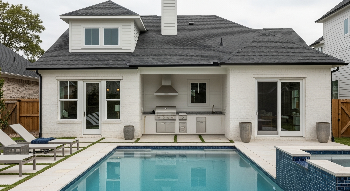 Backyard with Pool and Outdoor Kitchen