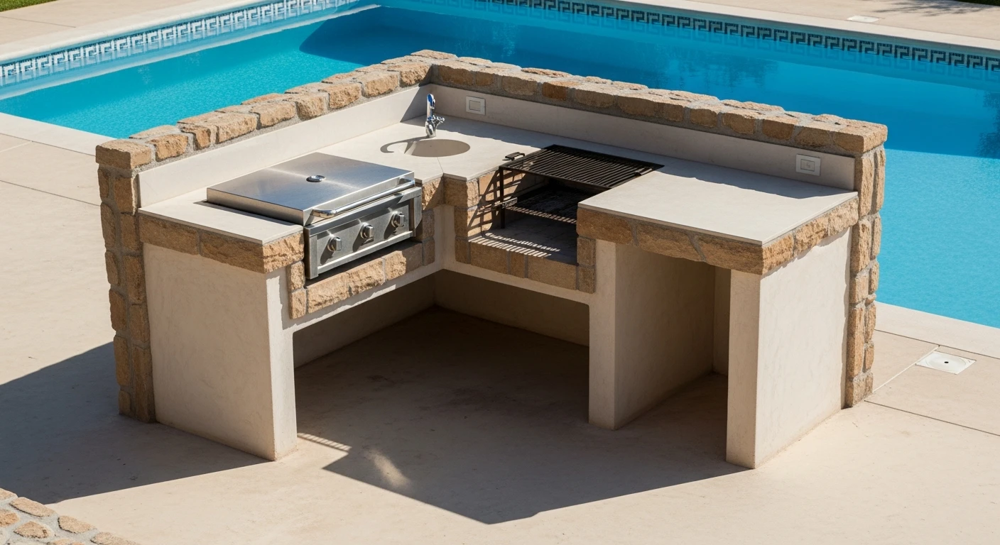 L Shaped BBQ Island