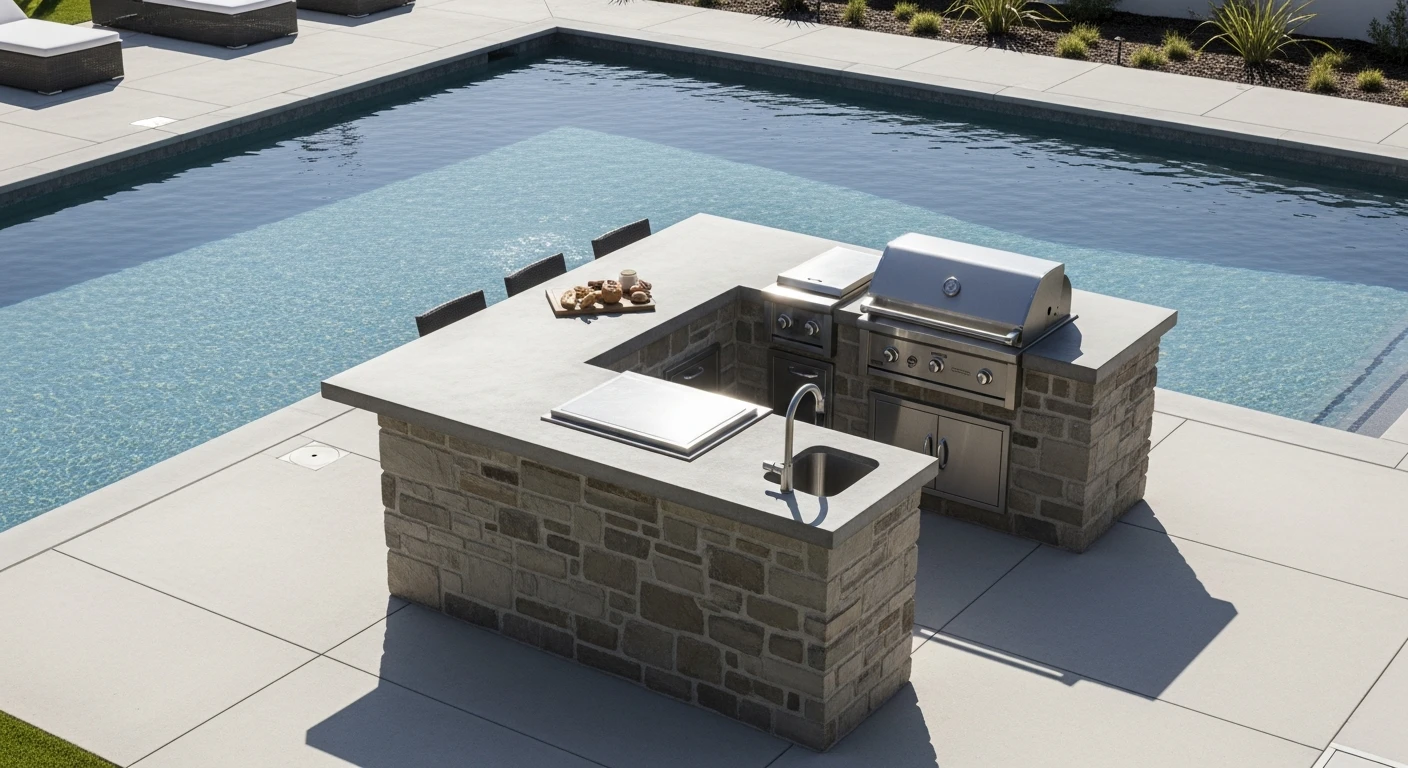 L Shaped Grill Island